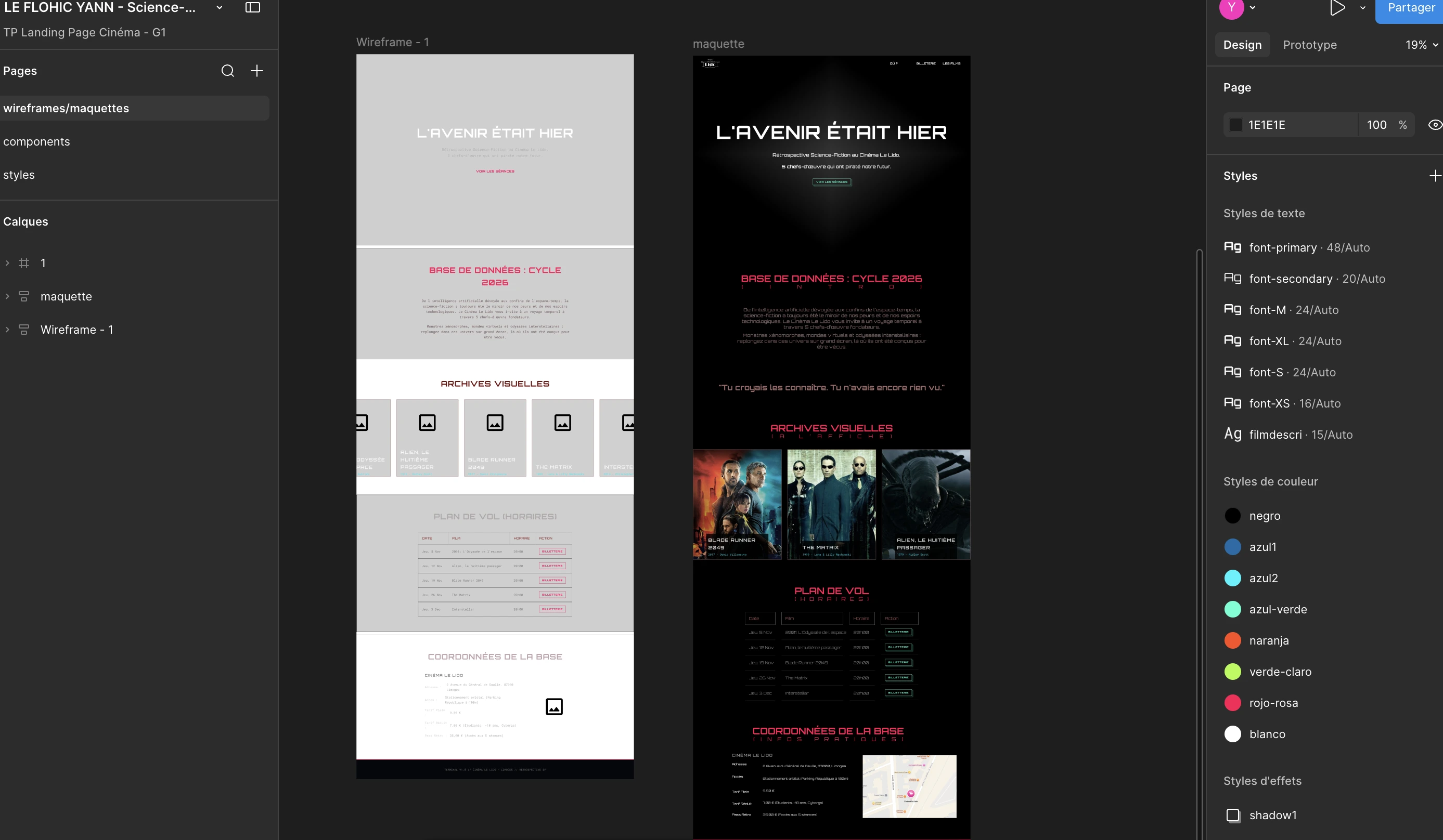 Design cinéma landing page