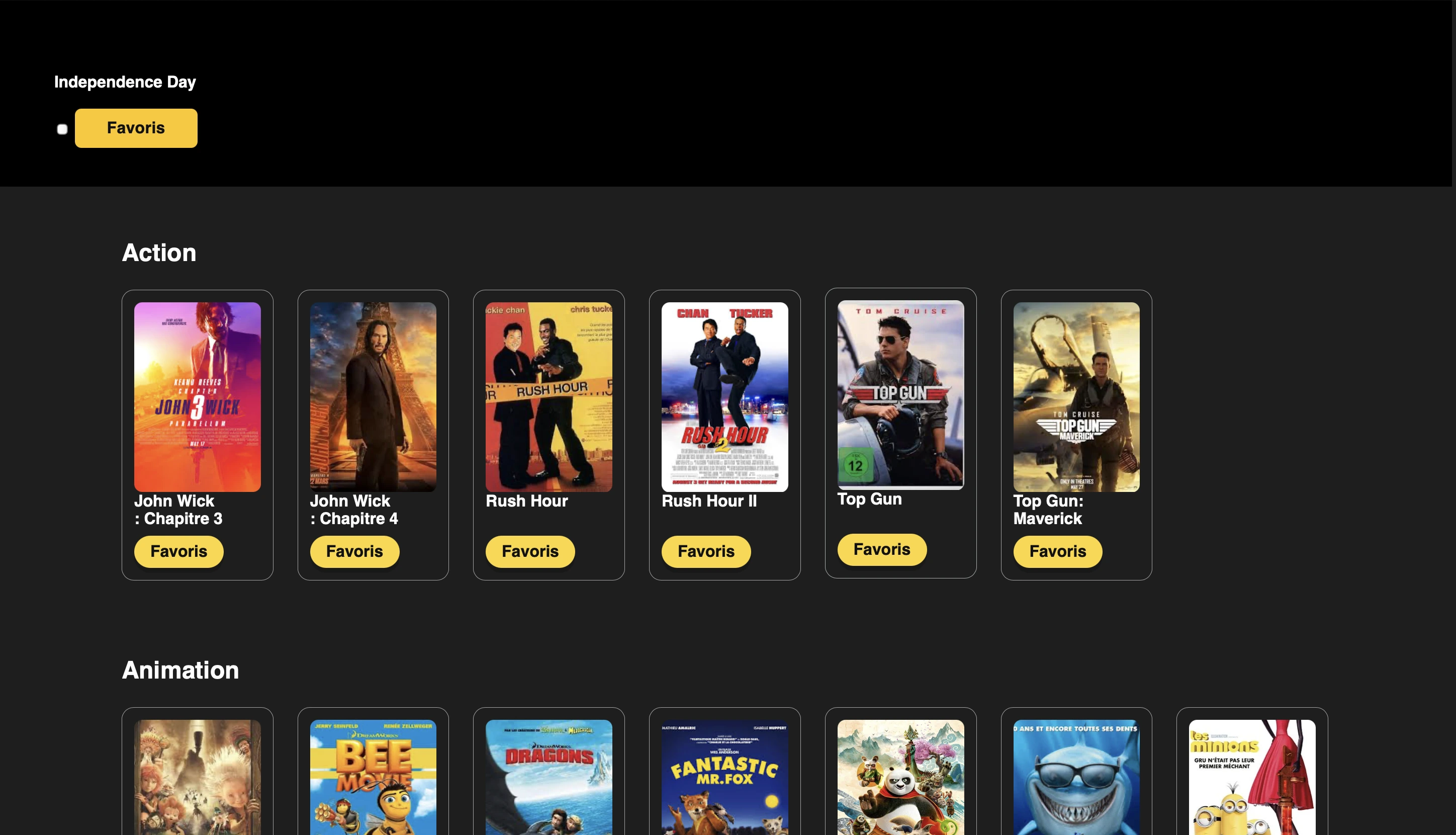 Site type "Netflix" avec API